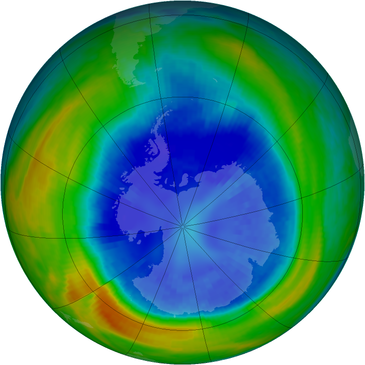Antarctic ozone map for 06 September 1990
